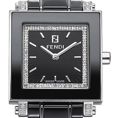 fendi women's swiss quartz square diamond accented ceramic bracelet watch|fendi leather watch.